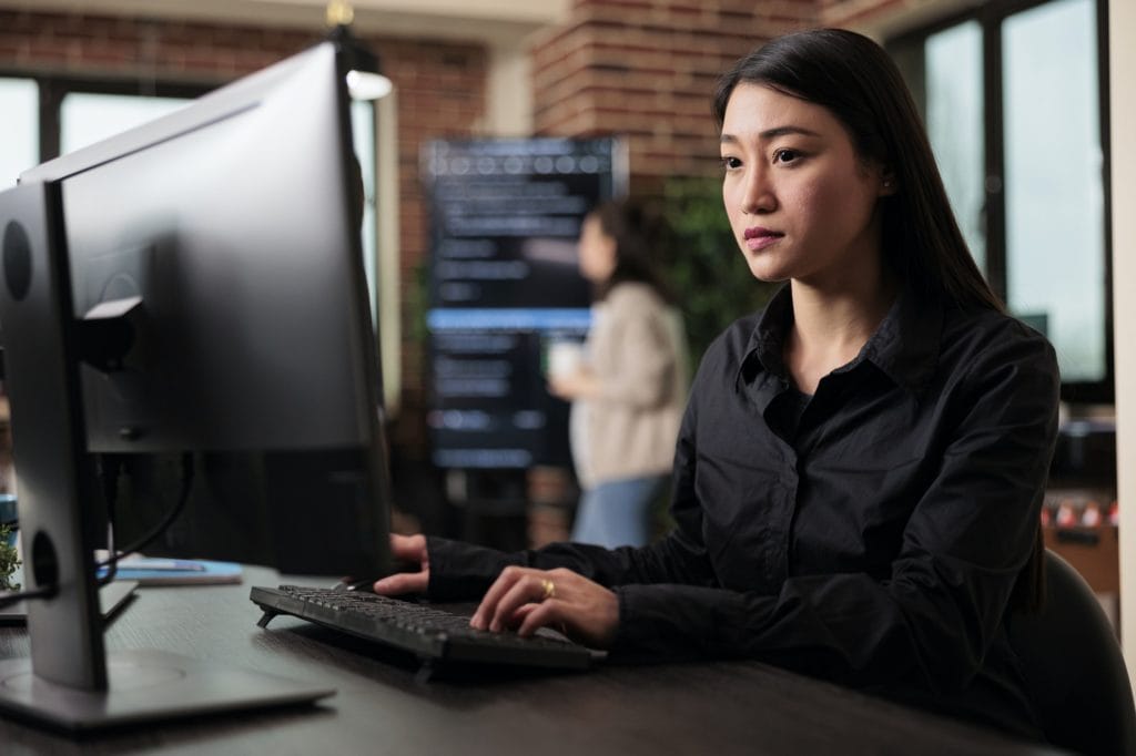 Cyber officer working with binary numbers for database application development through neural nodes